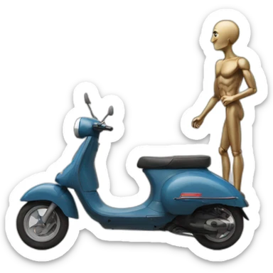 Tall thin man on scooter xith greek flag sticker