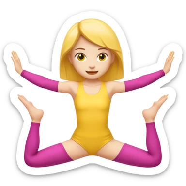 Yellow emoji girl doing the front splits sticker