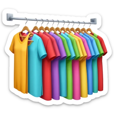Clothing Store – racks of folded shirts and hanging dresses.

 sticker