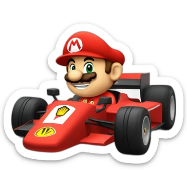 mario as ferrari formula one driver sticker