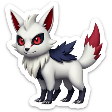 Vampiric feral emo dark Zangoose-Absol-Fakémon-hybrid-creature (full body) sticker