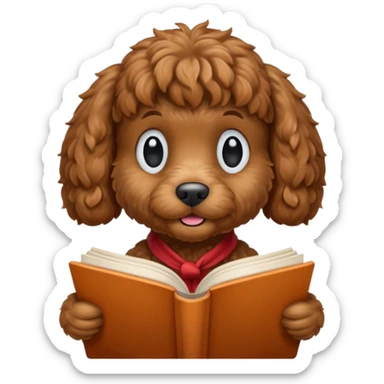 Cozy autumn brown cockapoo and book sticker