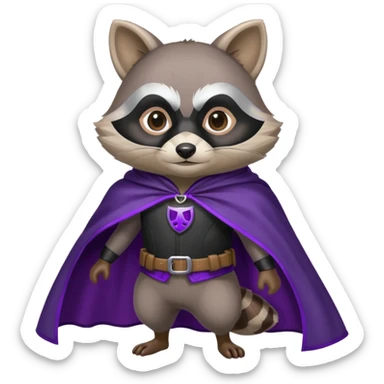 alors ce raton laver doit être équipé d'une cape de thieving noir avec trim bordure mauve comme dans le jeu old school runescape. au centre de la cape une icone de masque de voleur est visible sticker