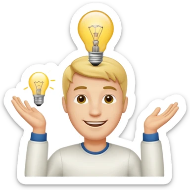 white man with light bulb over head, came up with idea sticker
