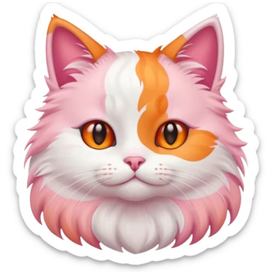 Pinkorangewhite pastel cute cat sticker