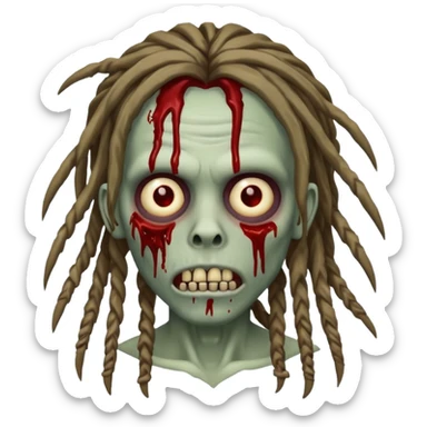 bloody zombie with dreadlocks sticker