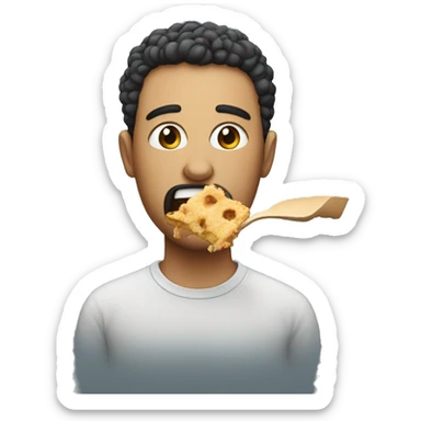 Person eating with crumbs on their face sticker