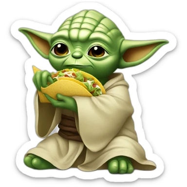 Yoda eating a tacos sticker