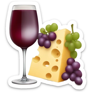 Wine with cheese and grapes  sticker