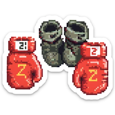 красные боксерские перчатки друг на друге с надписью "23", no background sticker