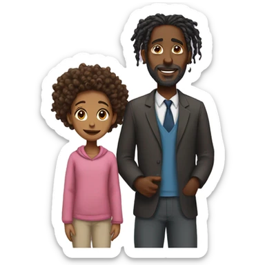 Black father with dreads and daughter with curly hair sticker