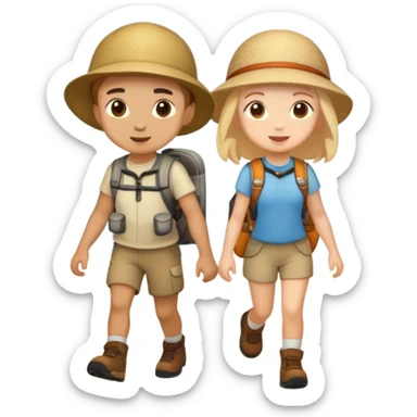 boy and girl enjoying outdoor adventure sticker