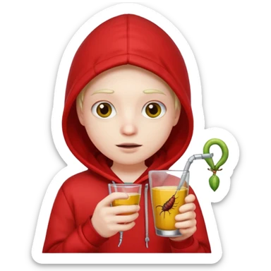 worm in glass in a red hoodie sticker