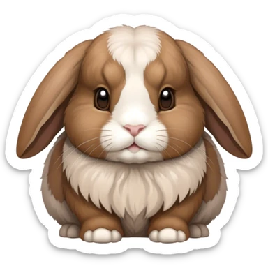 brown holland lop bunny (portrait, facing forward, iOS 17 style, happy) sticker