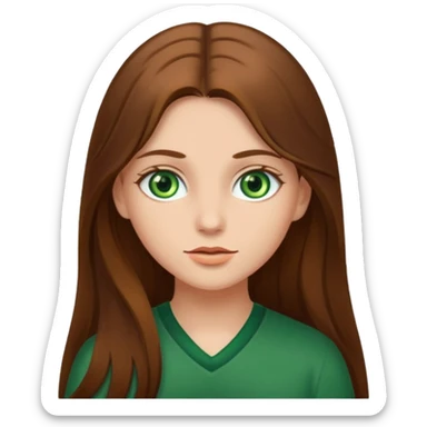 Girl with long brown hair and green eyes  sticker