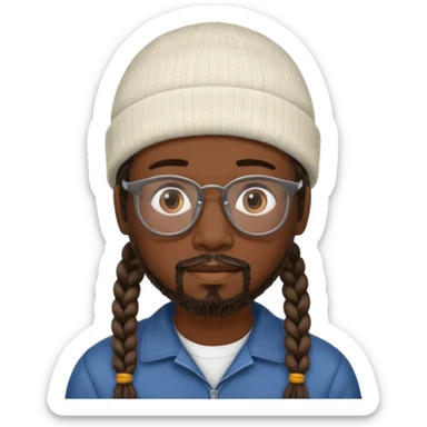 man with braids glasses beanie and goatee sticker