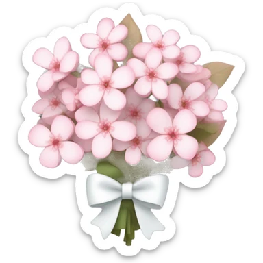 Pastel pink cherry blossom bouquet wrapped with a cute white bow  sticker
