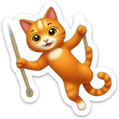 a red cat swinging sticker