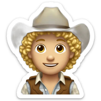 Cow-boy curly blond boy sticker