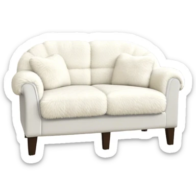 Plush white faux fur Sherpa loveseat hotel room sticker