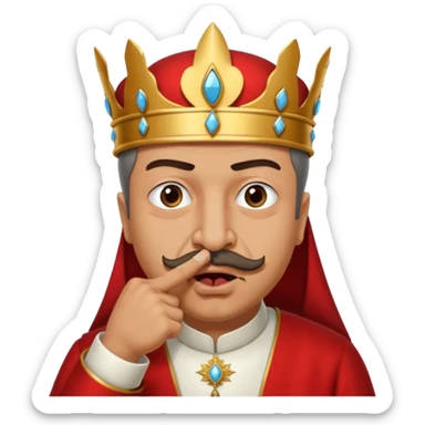 A turkish Sultan putting a finger in front of his mouth while his eyes are pure white, HE IS EXTREMELY INSANE AND CRAZY sticker