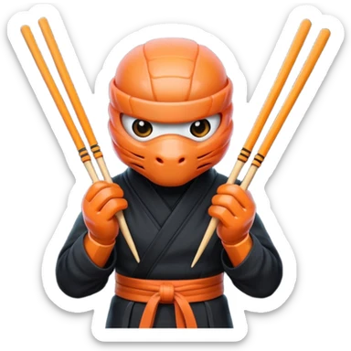Ninja shrimp holding chopsticks  sticker