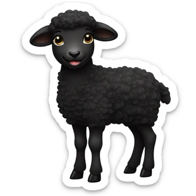 happy little black lamb with long curls sticker