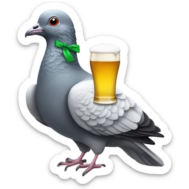 Pigeon with a beer sticker