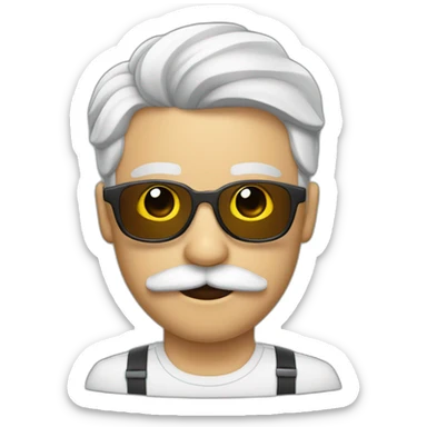 Hombre guapo de pelo blanco con gafas y bigote sticker