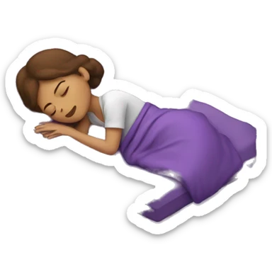 Brown haired woman sleeping on purple pillow sticker