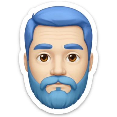 Middle-age, male, white skin, blue hair and blue beard sticker