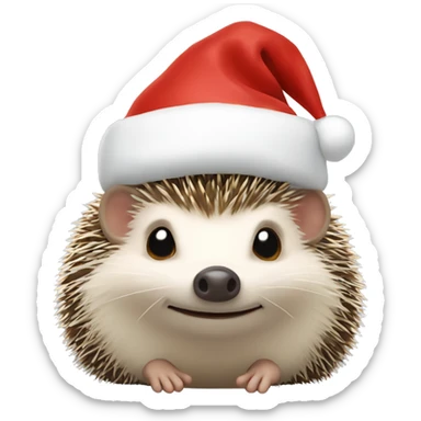 hedgehog in Santa’s hat sticker