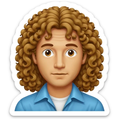70s 80s men with long curly hair style  sticker