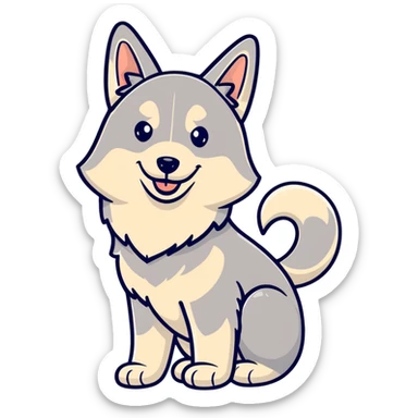 happy light cinnamon colored husky dog, pale tan sticker