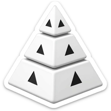 2D triangle with squares stacking up inside to demonstrate a social hierarchy (all black and white) sticker