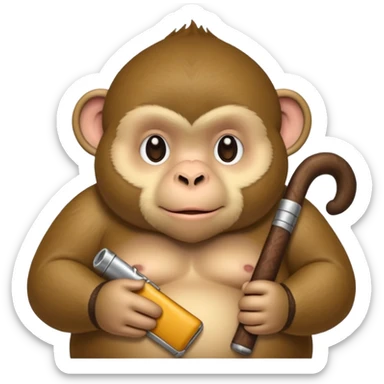 Fat monkey holding a cuerno de chivo  sticker