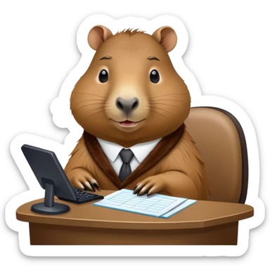 Capybara working as a receptionist sticker