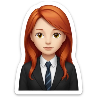 long red haired woman with tie and blazer sticker