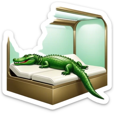 Alligator in a tanning booth sticker