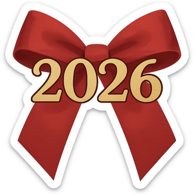 new year 2026 bow ,remove background sticker
