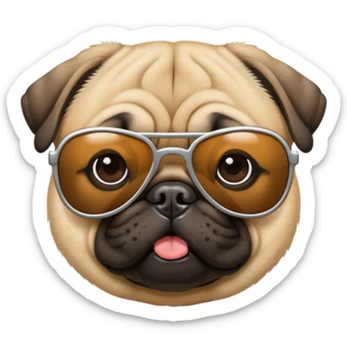 Pug dog wearing sunglasses  sticker