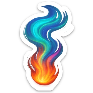 flame with a swirling aurora effect, digital illustration, no background sticker