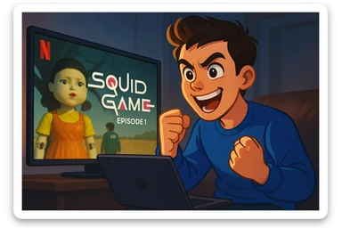 Ep 1 react a squid game de netflix defi ne pas avoir peur et pas être dégouté du sang  sticker