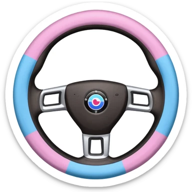steering wheel with transgender pride flag colors and strifes , fluffy sticker