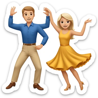 White Man and white woman dancing white sticker
