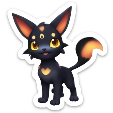 Shiny Sparkly Litten-Umbreon with gradient Nebula-colored markings full body sticker
