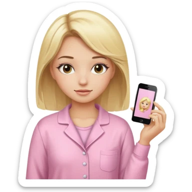 Girl with blonde hair makeup on and in light pink pj's  sticker