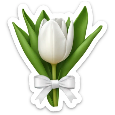 white tulip bouquet  with a white bow sticker