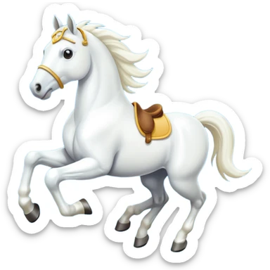 Creat a white horse running sticker
