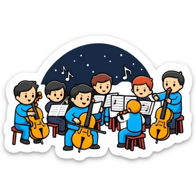 orchestra playing 12 Days of Christmas, festive sticker
